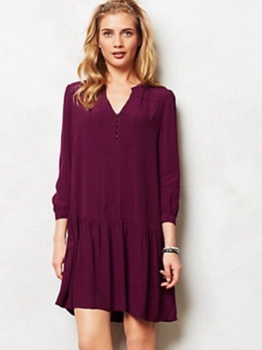 Anthropologie Maeve Galina Dropwaist Purple Dress Size L